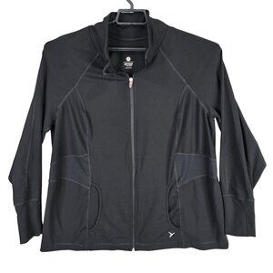 Womens Active Old Navy Black Full Zip Jacket Polyester & Spandex Blend 2X Plus